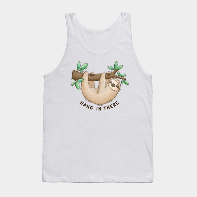 Hang in there. Funny cartoon sloth on a tree Tank Top by Tania Tania